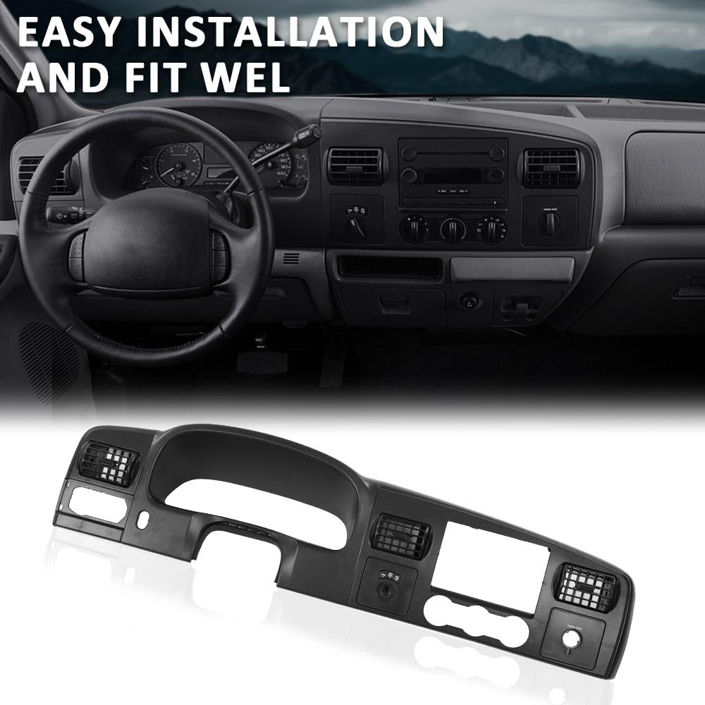G-PLUS Dash Bezel Dashboard Surround Trim Panel Compatible with Ford F250 F350 Super Duty 2005 2006 2007 Black Dash Cover