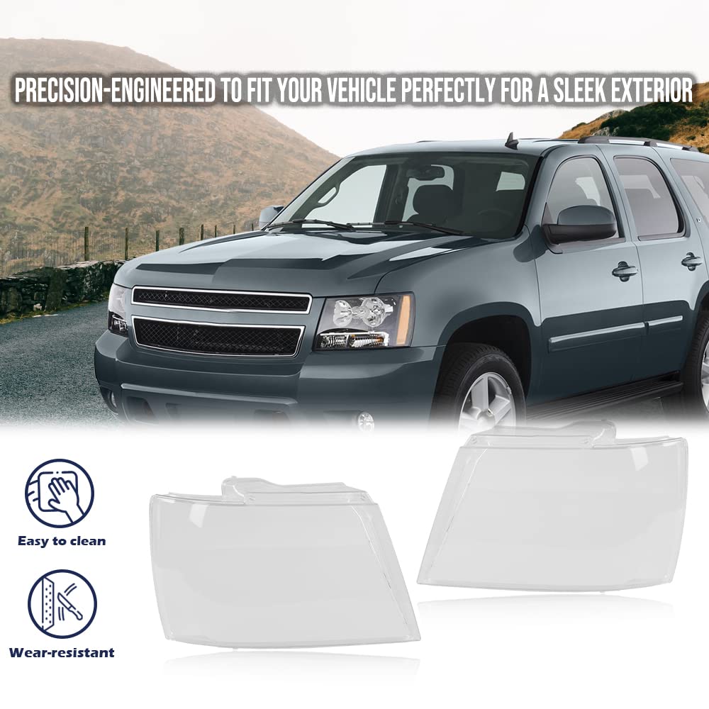 G-PLUS Headlight Lamps Protector Clear Lens Cover Clear Compatible with 2007-2014 Chevy Tahoe Suburban 1500/2007-2013 Chevy Avalanche Suburban 2500