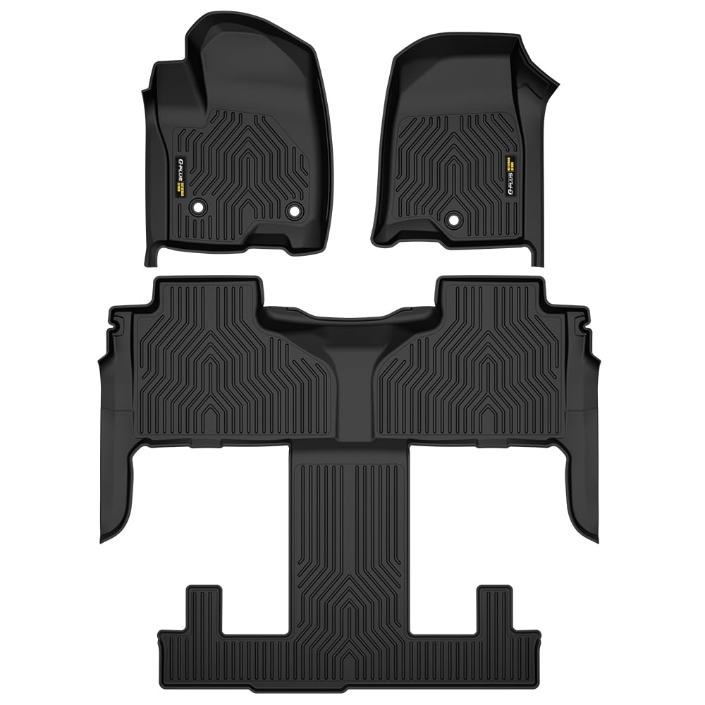 G-PLUS Floor Mats Liners Compatible with Chevy Tahoe/GMC Yukon 2021-2024 2025 Cagro Liner All Weather Full Cover Protection Front & 2nd Row Floor Liners Black
