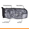 G-PLUS Headlights Assembly, Compatible with 2002 2003 2004 2005 Dodge Ram 1500 2500 3500 bumper Headlamp, Smoky lens Chrome Housing Clear Reflector
