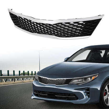 G-PLUS Front Upper Bumper Grille Assembly Compatible with Kia Optima LX EX 2016 2017 2018 Chrome ABS Grill 86350-D5020,KI1200189