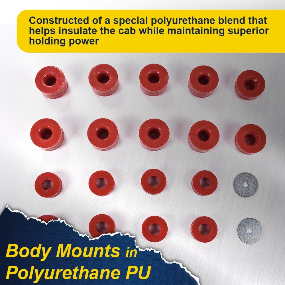 G-PLUS Body Mounts in Polyurethane PU Compatible With 1999-2017 F250 F350 Super Duty 2WD/4WD,Body Cab Mounts Bushings Kit (Red)