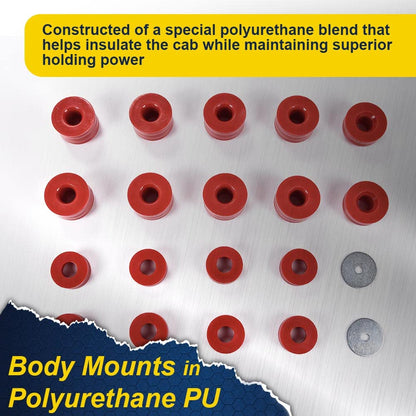 G-PLUS Body Mounts in Polyurethane PU Compatible With 1999-2017 F250 F350 Super Duty 2WD/4WD,Body Cab Mounts Bushings Kit (Red)