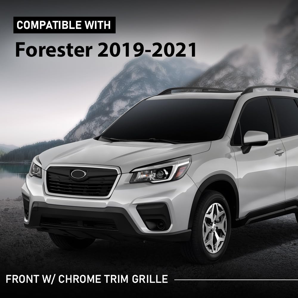 G-PLUS Front Bumper Grille Grill W/Chrome Trim Compatible with Subaru Forester 2019-2021 91121SJ110