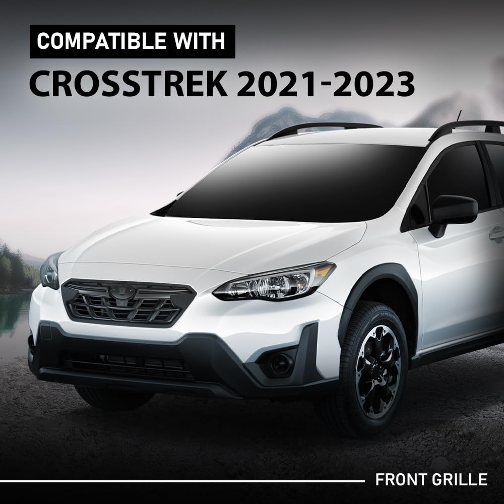 G-PLUS Front Bumper Grille Grill Dark Grey & Black Trim Compatible with Subaru Crosstrek 2021-2023 J1010FL320
