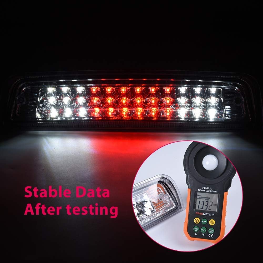 G-PLUS LED 3rd Third Brake Light Compatible with Dodge Ram 1500 2009-2017,Compatible with Dodge Ram 2500 3500 2010-2017 High Mount Dual Row Stop Cargo Lamps Clear Lens Chrome Housing