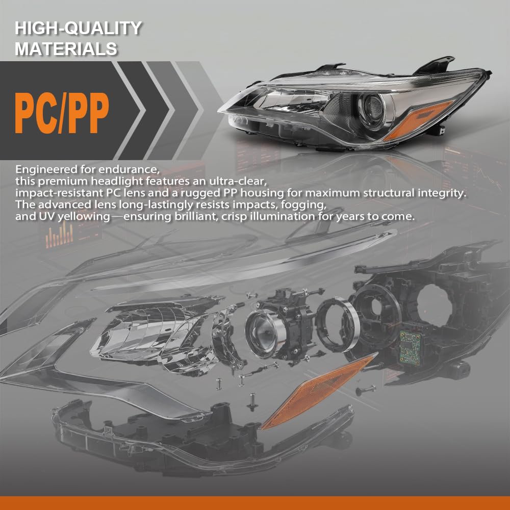 G-PLUS Headlights Projector Headlamp Pair Compatible with Toyota Camry 2015-2017 TO2503222, TO2502222, TO2503223, TO2502229, TO2503229 OEM Fit No Modification Needed Black