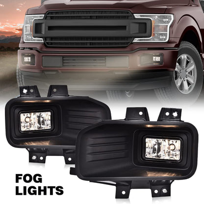 G-PLUS Fog Light Assembly Compatible with Ford F150 Pick Up 2018 2019 2020 Halogen Driver & Passenger Side Fog Lamps JL3Z15201A JL3Z15200A FL3Z15200B FL3Z15201B