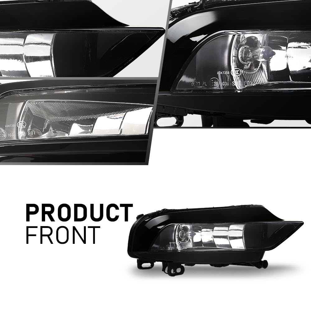 G-PLUS Fog Light Lamp Left Driver & Right Passenger Pair Compatible with Audi A3/ A3 Quattro 2015-2016 AU2592120, AU2593120, 8V0941699E, 8V0941699B, 8V0941700E, 8V0941700B 2PCS Black