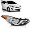 G-PLUS Headlights Assembly Front Headlamp Right Side Compatible with Elantra 2011-2013 Sedan Clear Lens Chrome Housing Amber Reflector 921023Y000 Bumper Headlamps,faros delanteros