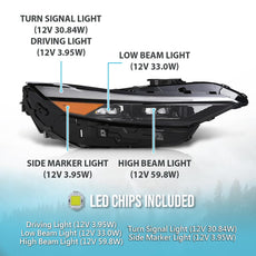 G-PLUS LED Headlight Assembly for Hyundai Elantra 2024-2025 Right Side Black Side View