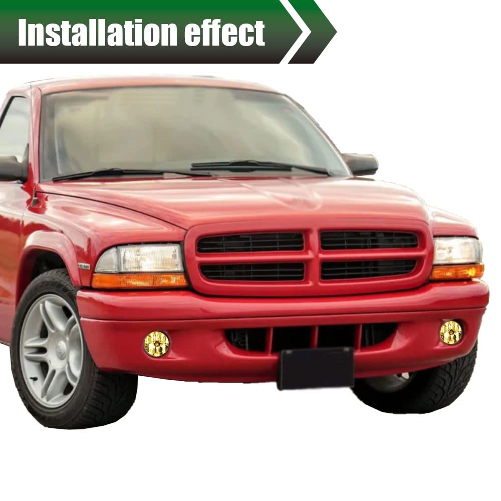 G-PLUS Front Bumper Fog Light Compatible with Dodge Dakota Pickup Truck 1997-2000/Durango SUV 1998-2000 Driving Fog Lamps Driver & Passenger Side Pair,Yellow lens