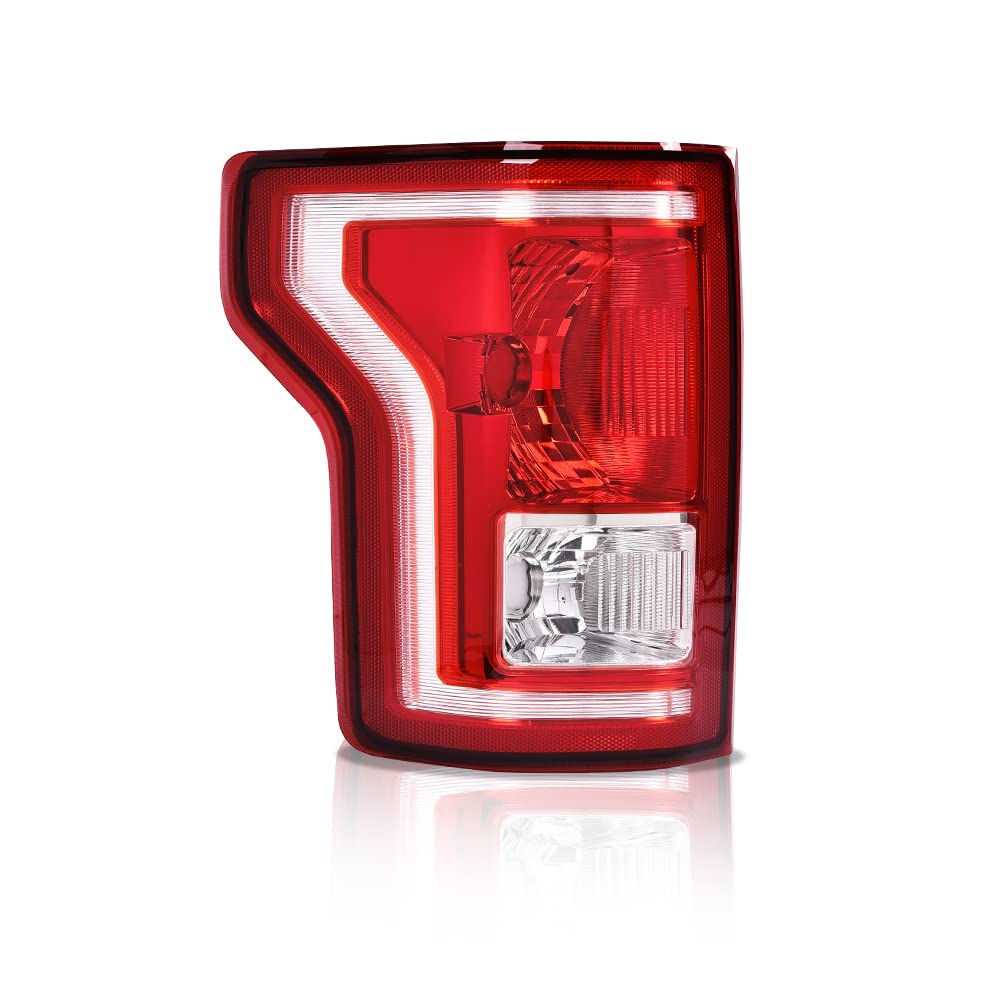 G-PLUS Tail Light Compatible with Ford F150 2015 2016 2017 Left Driver Side Taillamps Brakelights w/bulb Halogen Red lens FL3Z13405A-PFM FL3Z13404A-PFM FO2800239C FO2801239C Luces TraserasAssembly