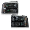 G-PLUS Headlights Assembly, Compatible with 2005 2006 2007 Ford F250 F350 Super Duty Bumper Headlamps, Smoky Lens Chrome Housing Amber Reflector,faros delanteros