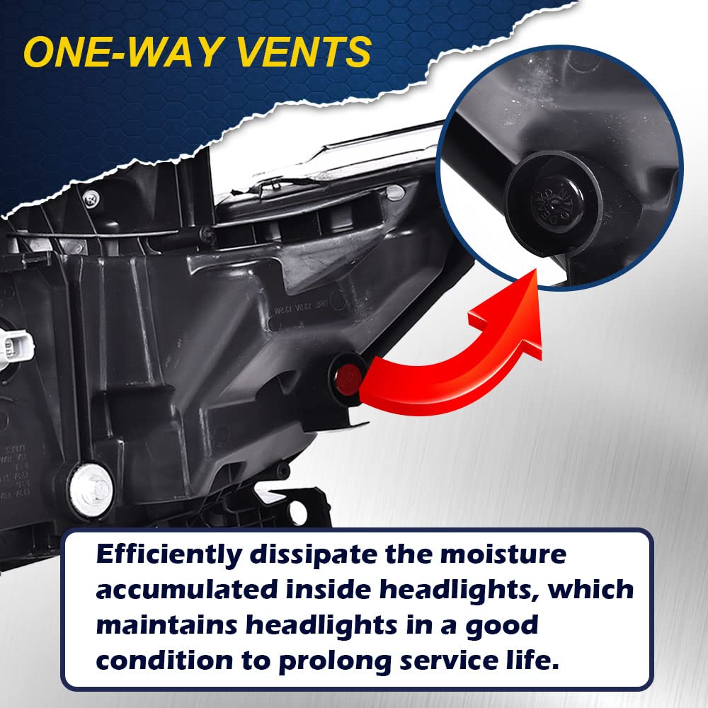G-PLUS Headlights Assembly, Compatible with 2018 2019 2020 Honda Accord Right Bumper Headlamp, Clear Lens Black Housing Amber ReflectorBumper Headlamps,faros delanteros