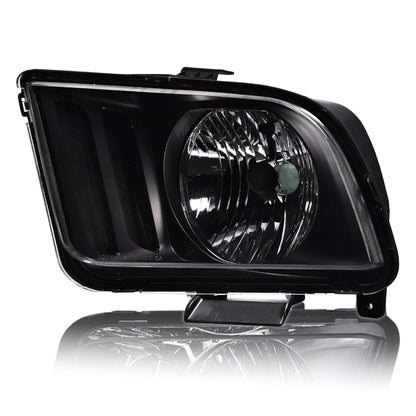G-PLUS Headlight Compatible with Ford Mustang 2005-2009 Halogen Left Diver Side Clear Lens Black Housing Clear ReflectorBumper Headlamps,faros delanteros