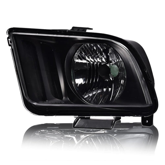 G-PLUS Headlight Compatible with Ford Mustang 2005-2009 Halogen Left Diver Side Clear Lens Black Housing Clear ReflectorBumper Headlamps,faros delanteros