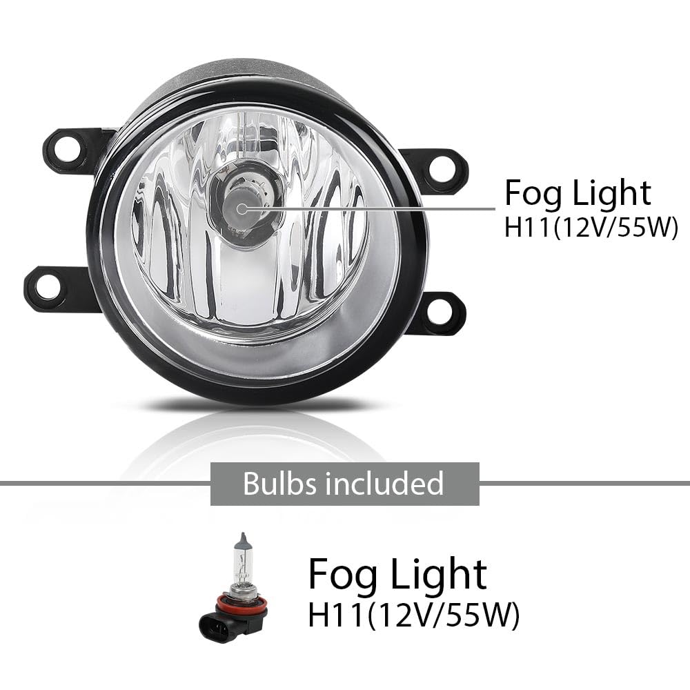 G-PLUS Pair Fog Lights Assembly, Compatible with Toyota 2006-2013/ LX 2008-2013/ Scion xA 2006, Left Driver & Right Passenger Side 2PCS, 812100D041, 812100D042