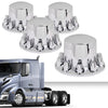 G-PLUS Chrome Wheel Covers Rear Axle Hub Caps 4 PCS Compatible with Most of 10 Holes 22.5" & 24.5" Semi-Truck Wheels with 11.25" Bolt Circle Wheels with 33mm Thread-On Lug Nut Covers