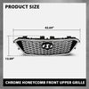 G-PLUS Front Bumper Upper Grille Grill Compatible with Hyundai Sonata 2015 2016 2017 w/o Radar Hole Chrome & Black