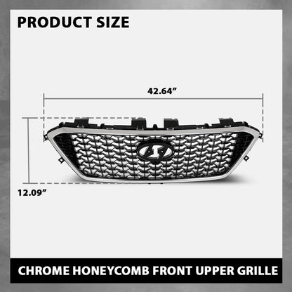 G-PLUS Front Bumper Upper Grille Grill Compatible with Hyundai Sonata 2015 2016 2017 w/o Radar Hole Chrome & Black