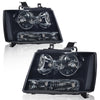 G-PLUS Headlights Assembly Compatible with Chevy Tahoe Subarban Avalanche 2007-2014 Set Pair Bumper Corner Headlamps Left & Right Smoky Lens Black Housing Clear Reflector,faros delanteros