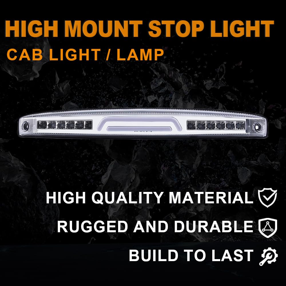 G-PLUS Brake Lights Assembly Compatible with Dodge Ram 2003-2006 2500 3500 3D Led Rear Center Tailgate Lamp Brake Light (Clear lens Clear Bottom)