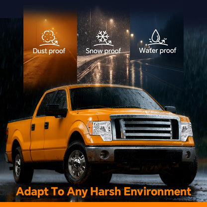 G-PLUS Headlights Assembly & Rear Tail Lights Compatible with 2009-2014 Ford F150 Not Fit LED Style DL3Z13008EB, DL3Z13008EC Bumper Headlamps & Tail Lamps Black