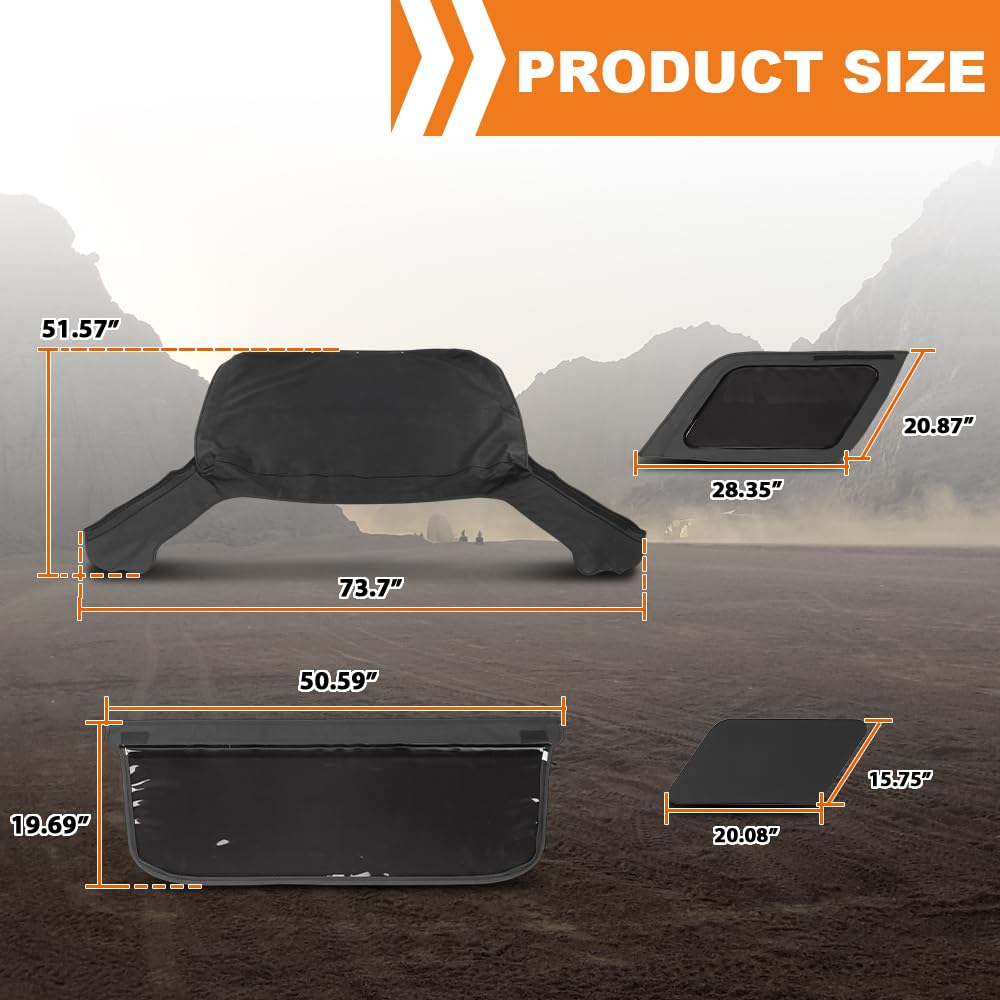 G-PLUS Soft Top With 3 Windows Compatible with Isuzu Rodeo 2000-2002 Fit Isuzu Amigo 1999-2000 Black