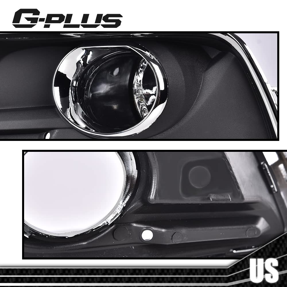 G-PLUS Bumper Fog Lights Pair Compatible With 2013-2015 Chevy Malibu Clear Front Bumper Fog Lights With Switch+Wiring One Pair Front Bumper Driving Fog Lamps GM2592301 GM2593301
