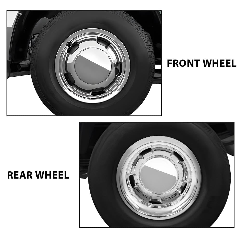 G-PLUS 17" Dually Wheel Simulators Dual Skins Liners Compatible with Dodge Ram 2003-2018/Fit Dodge Ram Chassis Cab 2013-2018 Chrome 52106937AB 52106882AA 52106877AB 52106876AA 4 PCS