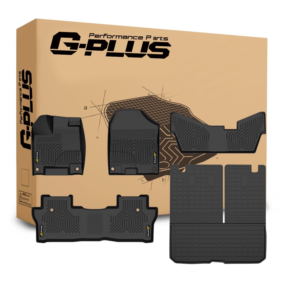 G-PLUS TPE Floor Mats Fit Honda Pilot 2016-2022 1st & 2nd & 3rd Row Truck Accessories Cargo Liners All Weather Protection Black 5PCS Alfombras para Carro