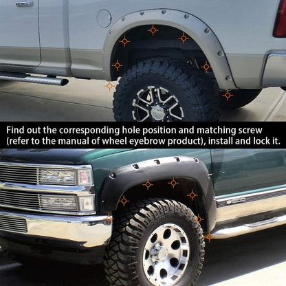 G-PLUS Front Rear Fender Hardware Kit Compatible With Chevy Universal Pocket/Rivet Style Fender Flares Screw/Bolt Hardware