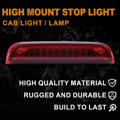 G-PLUS High Mount LED 3rd Brake Light Compatible with Chevy Silverado GMC Sierra 2014 2015 2016 2017 2018 Rear Tail Cargo Lamp Waterproof Chrome Housing Red Lens