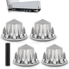 G-PLUS Rear Wheel Cover Axle 33mm Spiked Hub Cover Kit Removable Caps Compatible with Semi-Trucks 22.5" and 24.5" Wheels ABS Chrome Semi Truck Hub Covers