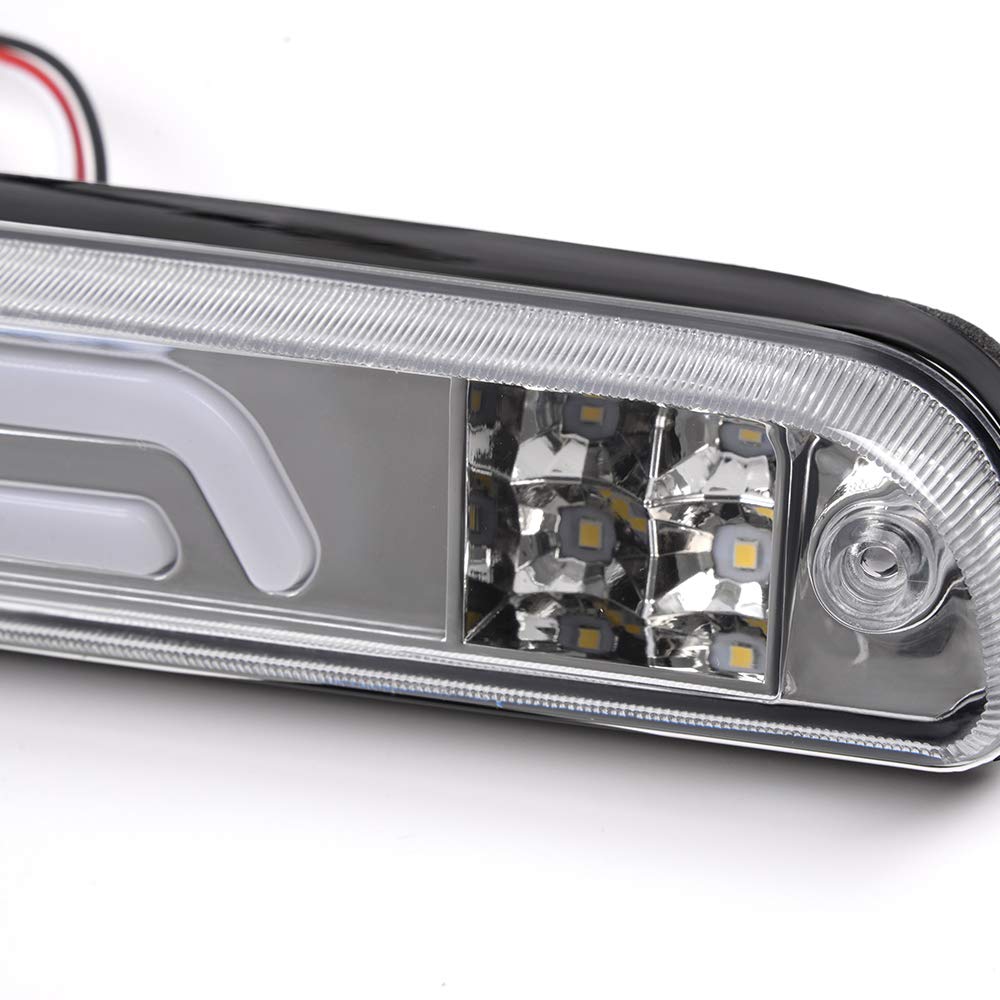 G-PLUS Rear LED Third Brake Light Compatible With 1999-2016 Ford F250 F350 F450 F550 SD Super Duty,3RD Cargo Led Tail Lamps Clear lens Chrome Housing
