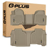 G-PLUS Floor Mats Fit Chevy Silverado 1500 Double Cab 2019-2024 Fit GMC Sierra 1500 Double Cab 2019-2024 All Weather Protection TPE Floor Liner Waterproof Cargo Liner 1st & 2nd Row Beige 2PCS