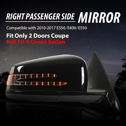 G-PLUS Mirror w/o Blind Spot Right Passenger Side Compatible with Benz E350 E400 E550 2010-2017/Fit Only 2 Doors Coupe/Not Fit 4 Doors Sedan 2078100776 Black