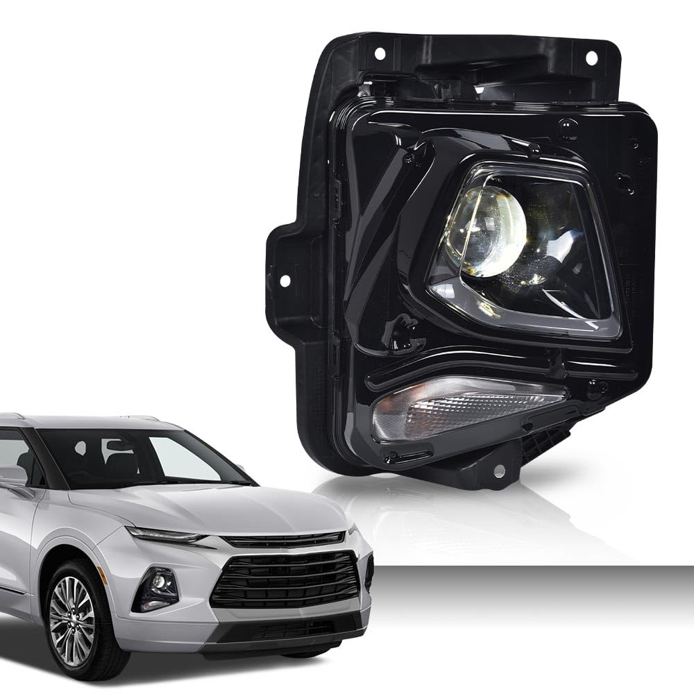 G-PLUS Headlight Headlamp Assembly w/Bulbs Compatible with Chevy Blazer 2019-2021 84588816, GM2503492, 84788650 Clear Lens Black Housing Right Passenger Bumper Headlamps,faros delanteros