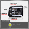 G-PLUS LED DRL BAR Headlight Assembly Compatible with Ford F250 F350 F450 F550 Super Duty 05-07 /Fit Ford Excursion 05 HeadLamps LH & RH Clear lens Black Housing White Reflector FO2503217 6C3Z13008CB