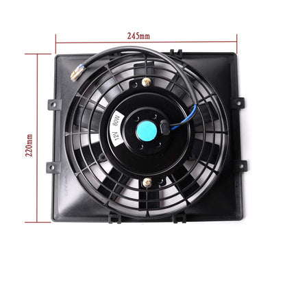 30 ROW AN10 Universal Engine Aluminum Oil Cooler Kit + 7" Electric Cooling Fan + Oil Filter Adapter Kit