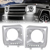 G-PLUS Silver Headlight Bezel with LED DRL Light Strip & Wire harness Compatible with 1990-2018 Mercedes Benz G-class W463 G63 G65 G500 G550 G55 AMG