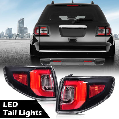 G-PLUS LED Tail Lights Assembly Compatible with GMC Acadia 2013-2016, Fit GMC Acadia Limited 2017, Left & Right Rear Brake Lamps, Clear Lens Red/Black Housing