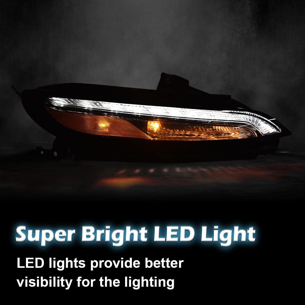 G-PLUS LED DRL Parking Light Turn Signal Lamp With Bulbs Compatible with 2014-2018 Jeep Cherokee 68157102AQ Right Passenger Side