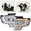 G-PLUS Headlights LED DRL Compatible with Ford F150 2009-2014 Headlamps Pair Left & Right Tube Dual Projector Clear Lens Chrome Housing Clear Reflector,faros delanteros