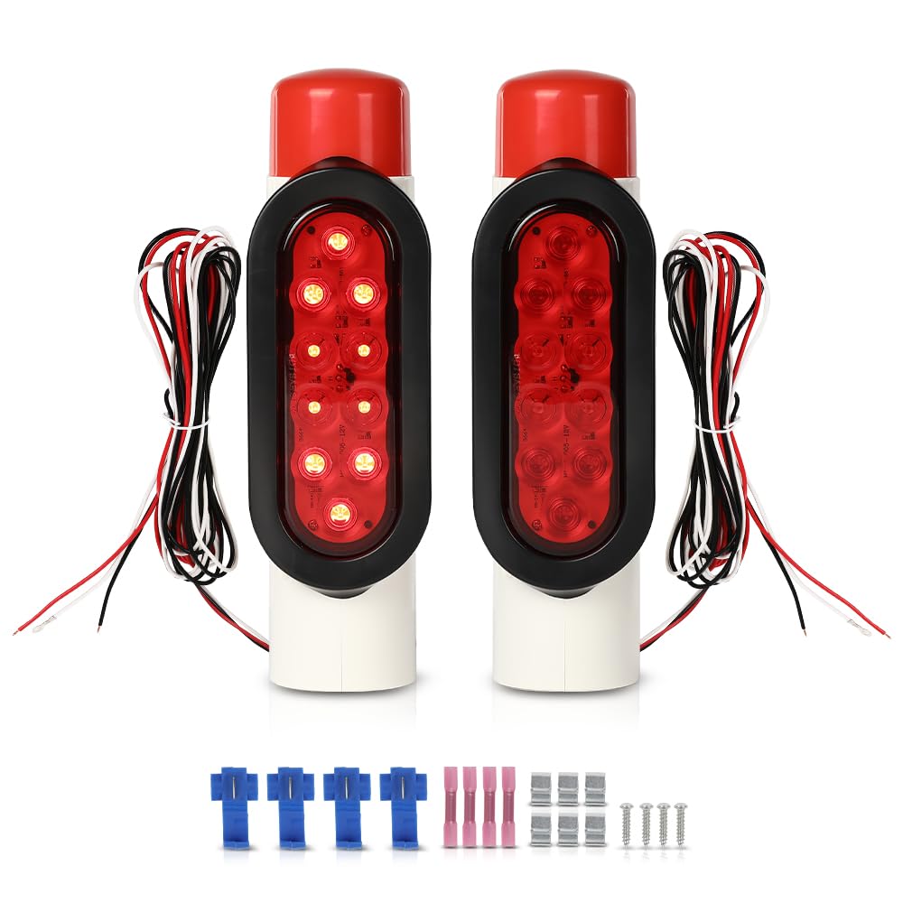 G-PLUS Boat Trailer Guide-on Post Pipe Guide Lights LED Compatible with Standard 2" PVC for Guide ons Post Sealed Submersible Turn Signal Brake Marker Reverse