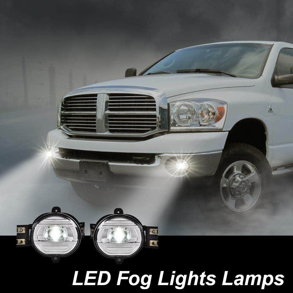 G-PLUS Driver & Passenger Side Fog Lights, Compatible With Dodge Ram 1500 2002-2008 / Fit 2003-2009 ram 2500 3500 / Fit 2004-2006 Durango Driving Lamps (Fog Lamps Set + Circuit Board)