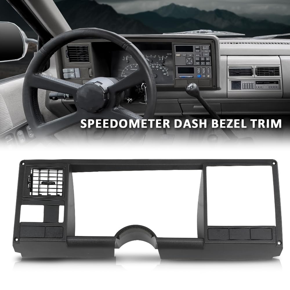 G-PLUS Speedometer Dash Bezel Tirm Panel Compatible with Chevy Silverado GMC Sierra Truck 1988 1989 1990 1991 1992 1993 1994 (Black ABS Plastic)