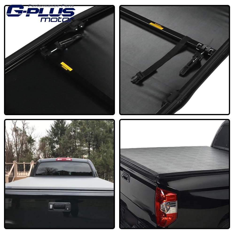 G-PLUS Soft Quad Fold Truck Bed Tonneau Cover Compatible with Toyota Tundra 2007-2013 8' Extra Long Bed (96")