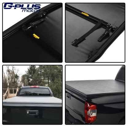 G-PLUS Soft Quad Fold Truck Bed Tonneau Cover Compatible with Ford F150 2004-2008 Long Bed 8' (96")